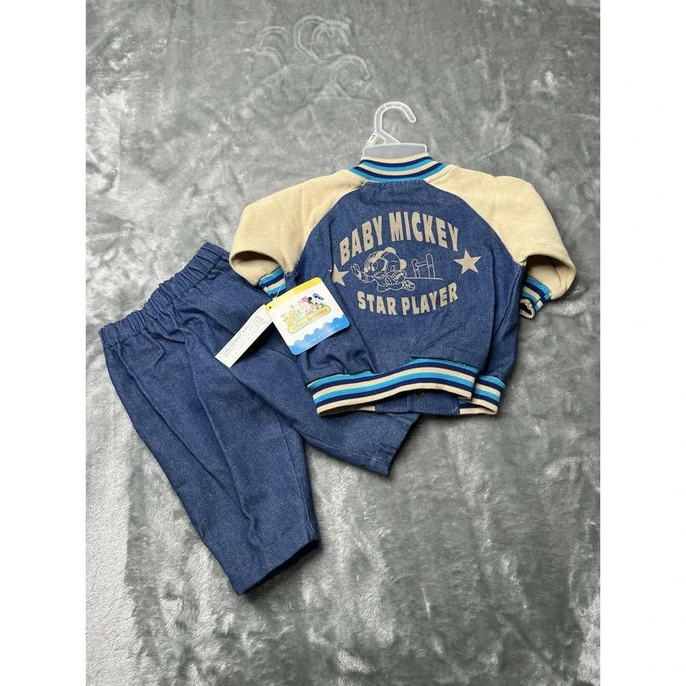 Mickey Mouse Jacket Baby 6-9 Months Varsity Letterman 2 Piece Set RARE DEADSTOCK